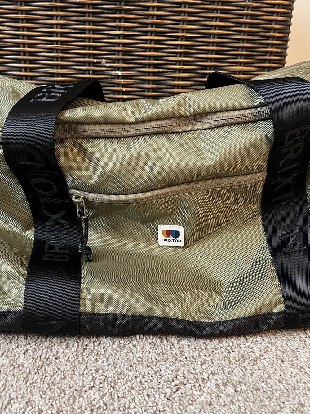 Brixton Olive Green Duffel with Black Webbing